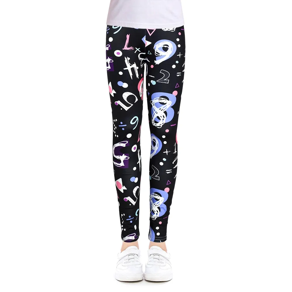 Girls Leggings for Outdoor Travel Clothes Girls Pants Student Casual Wear Customizable Stylish Computer Printing For 4-13 Years