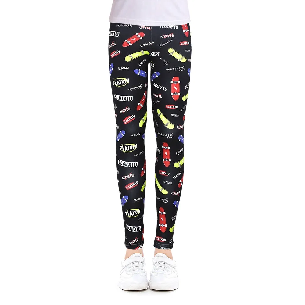 Girls Leggings for Outdoor Travel Clothes Girls Pants Student Casual Wear Customizable Stylish Computer Printing For 4-13 Years