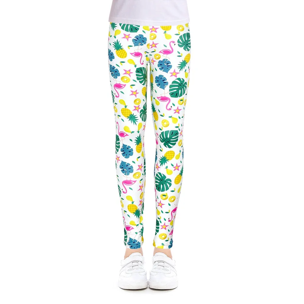 Girls Leggings for Outdoor Travel Clothes Girls Pants Student Casual Wear Customizable Stylish Computer Printing For 4-13 Years