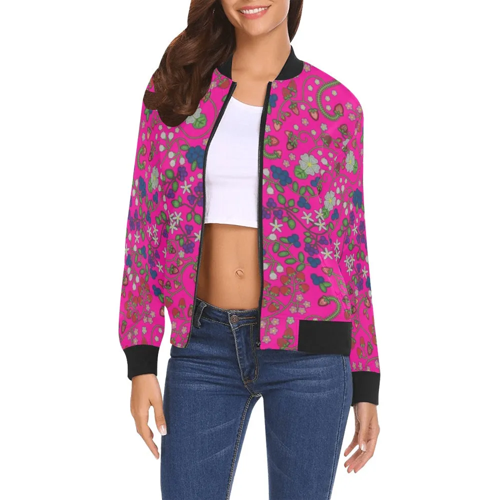 Grandmother Stories Blush All Over Print Bomber Jacket for Women