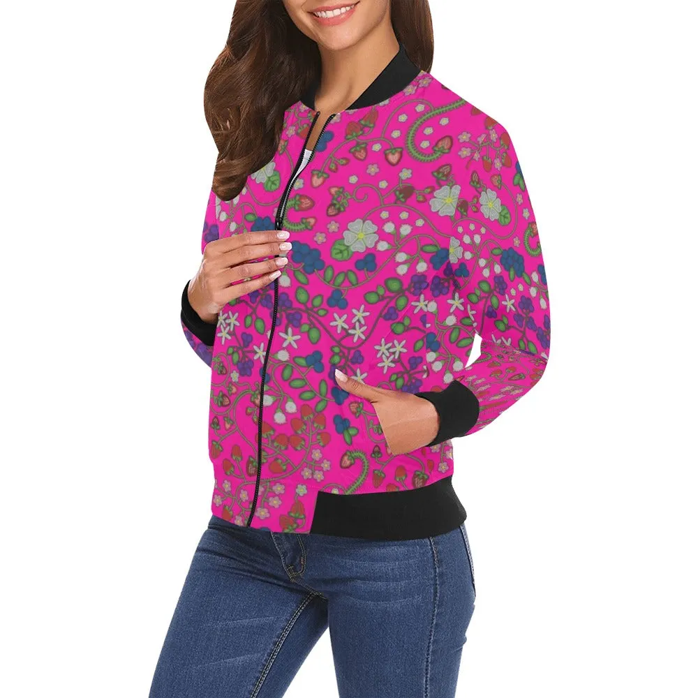 Grandmother Stories Blush All Over Print Bomber Jacket for Women