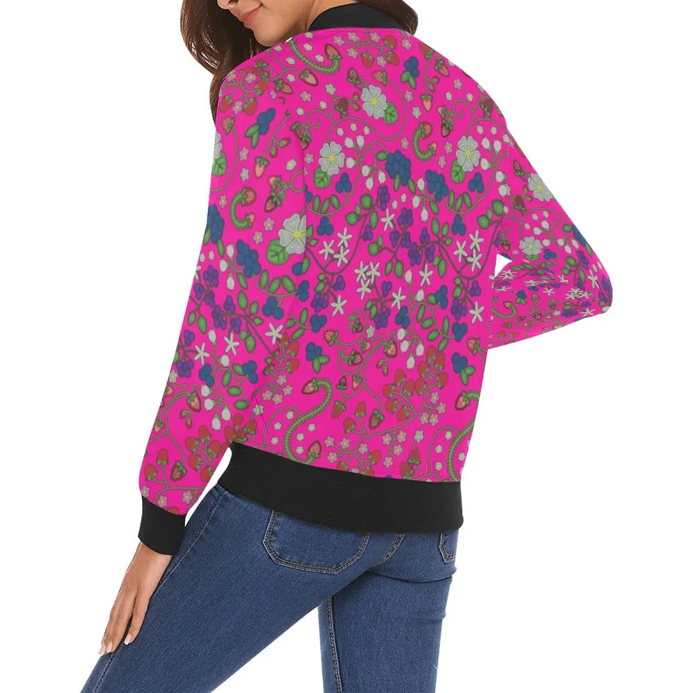 Grandmother Stories Blush All Over Print Bomber Jacket for Women