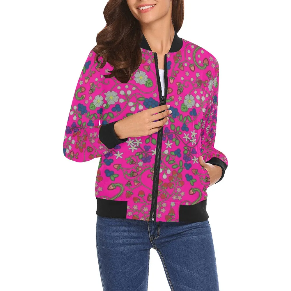 Grandmother Stories Blush All Over Print Bomber Jacket for Women