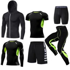 Gym Exercise Fitness Clothing for Men's Compression Sportswear Suits Black Running Tracksuit Set Jogging Training Tights Dry Fit