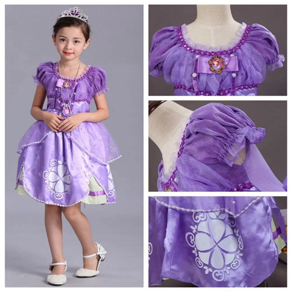 Halloween Christmas gift carnaval cosplay costume for kids princess dress sofia skirt fairy tale character acting clothing