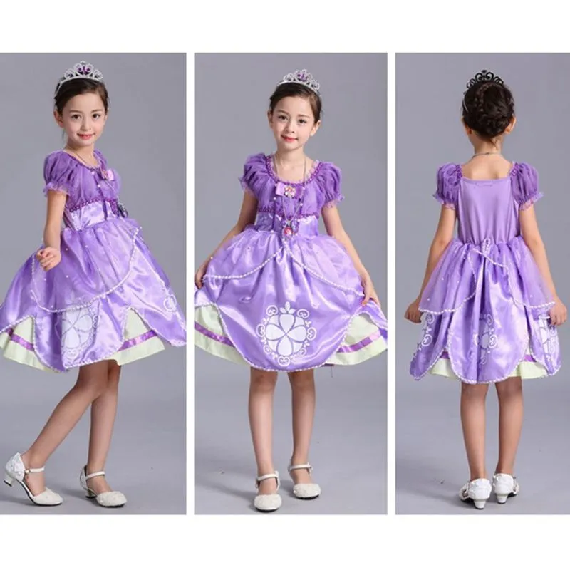 Halloween Christmas gift carnaval cosplay costume for kids princess dress sofia skirt fairy tale character acting clothing