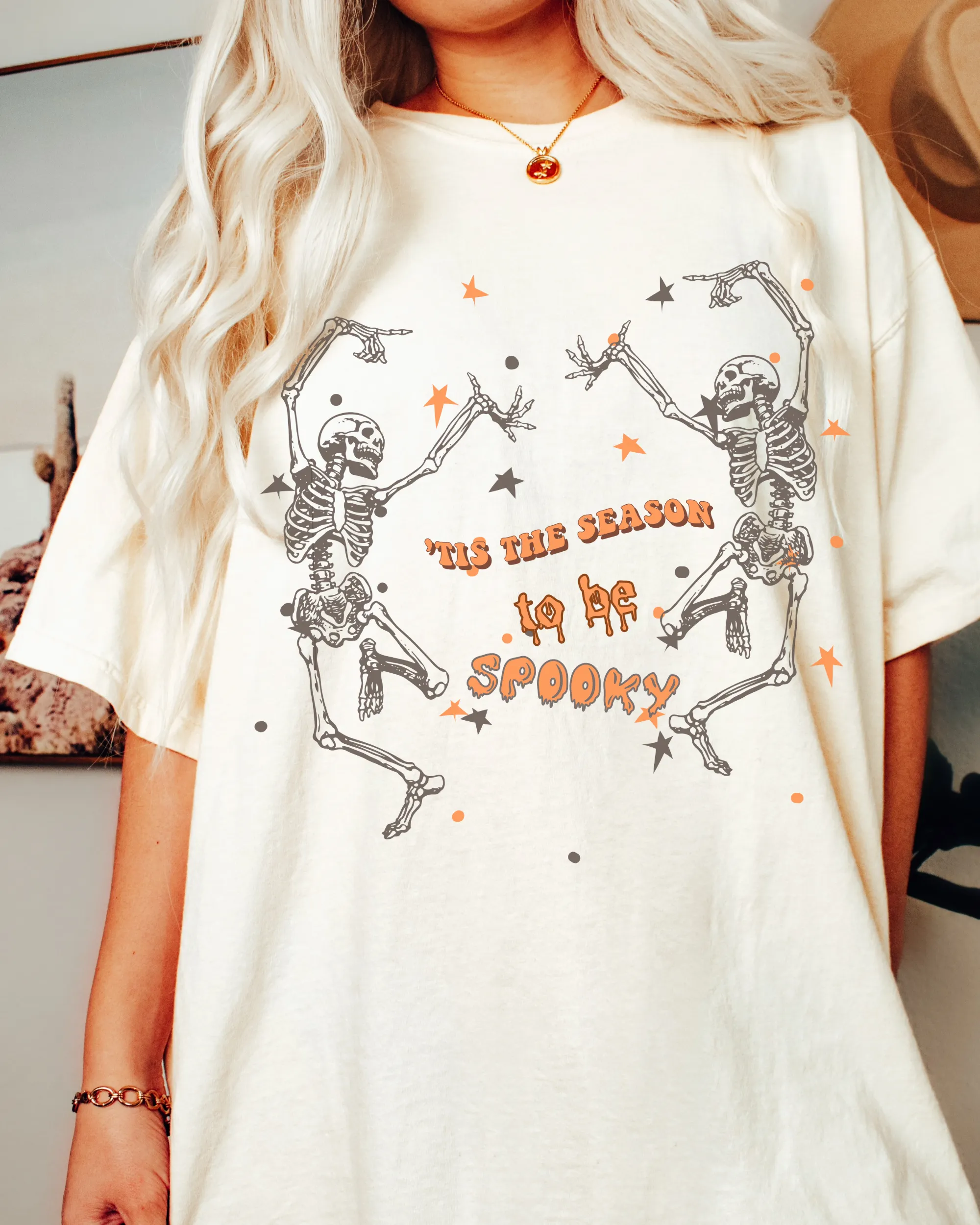 Halloween Comfort Colors® T-Shirt, Dancing Skeletons Tis The Season To Be Spooky Women's T-Shirt