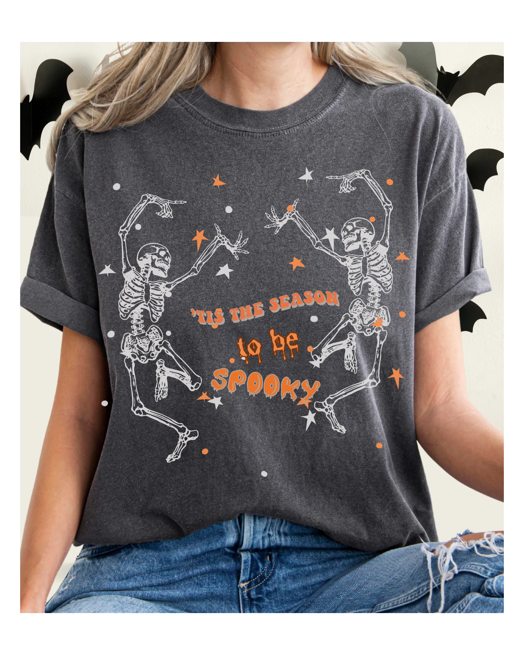 Halloween Comfort Colors® T-Shirt, Dancing Skeletons Tis The Season To Be Spooky Women's T-Shirt