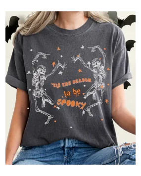 Halloween Comfort Colors® T-Shirt, Dancing Skeletons Tis The Season To Be Spooky Women's T-Shirt