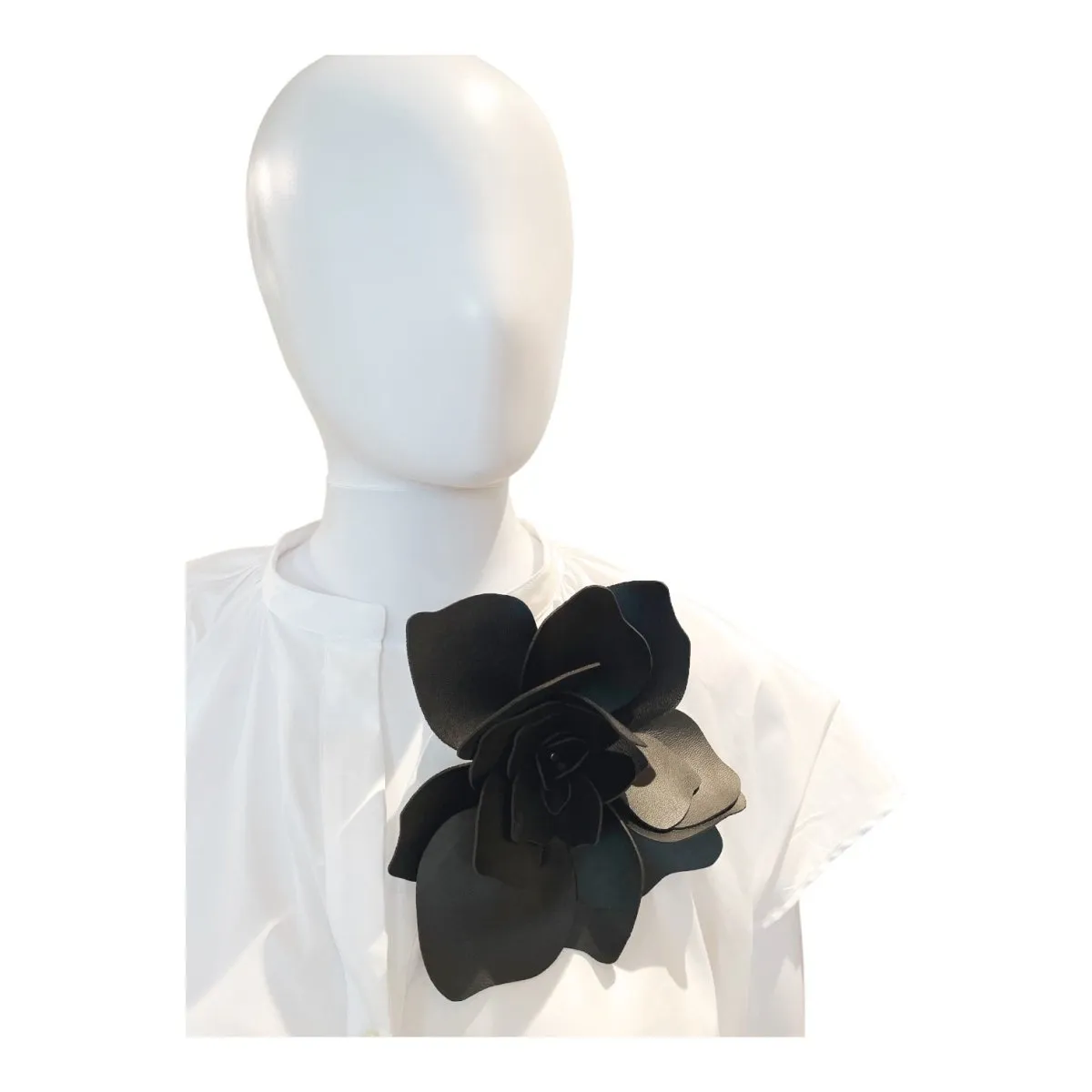 Handmade Faux Leather Flower Brooch | Large