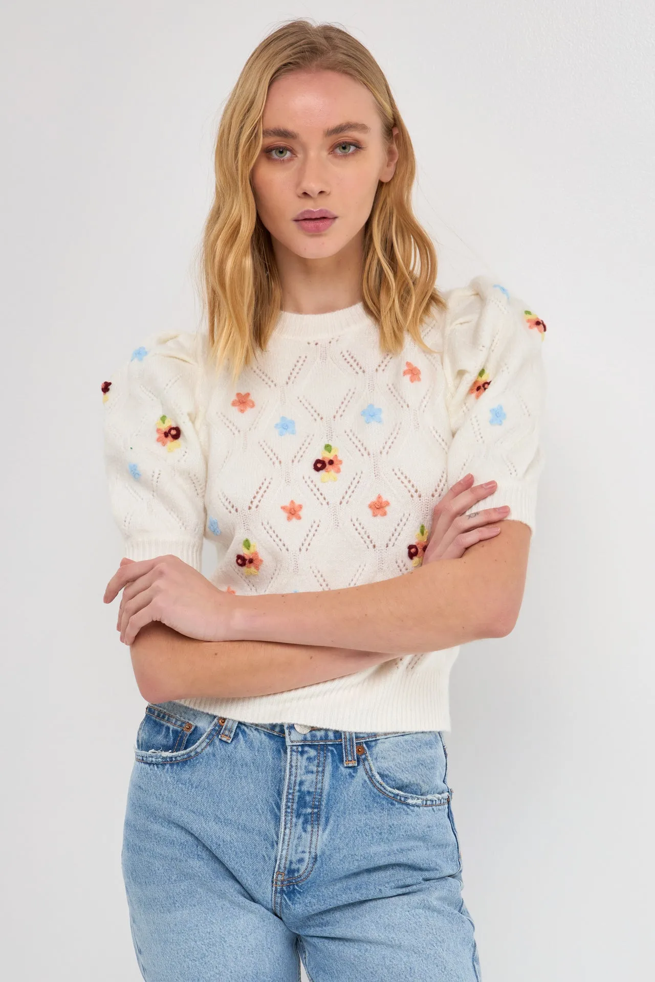 Handmade Floral Embroidery Sweater