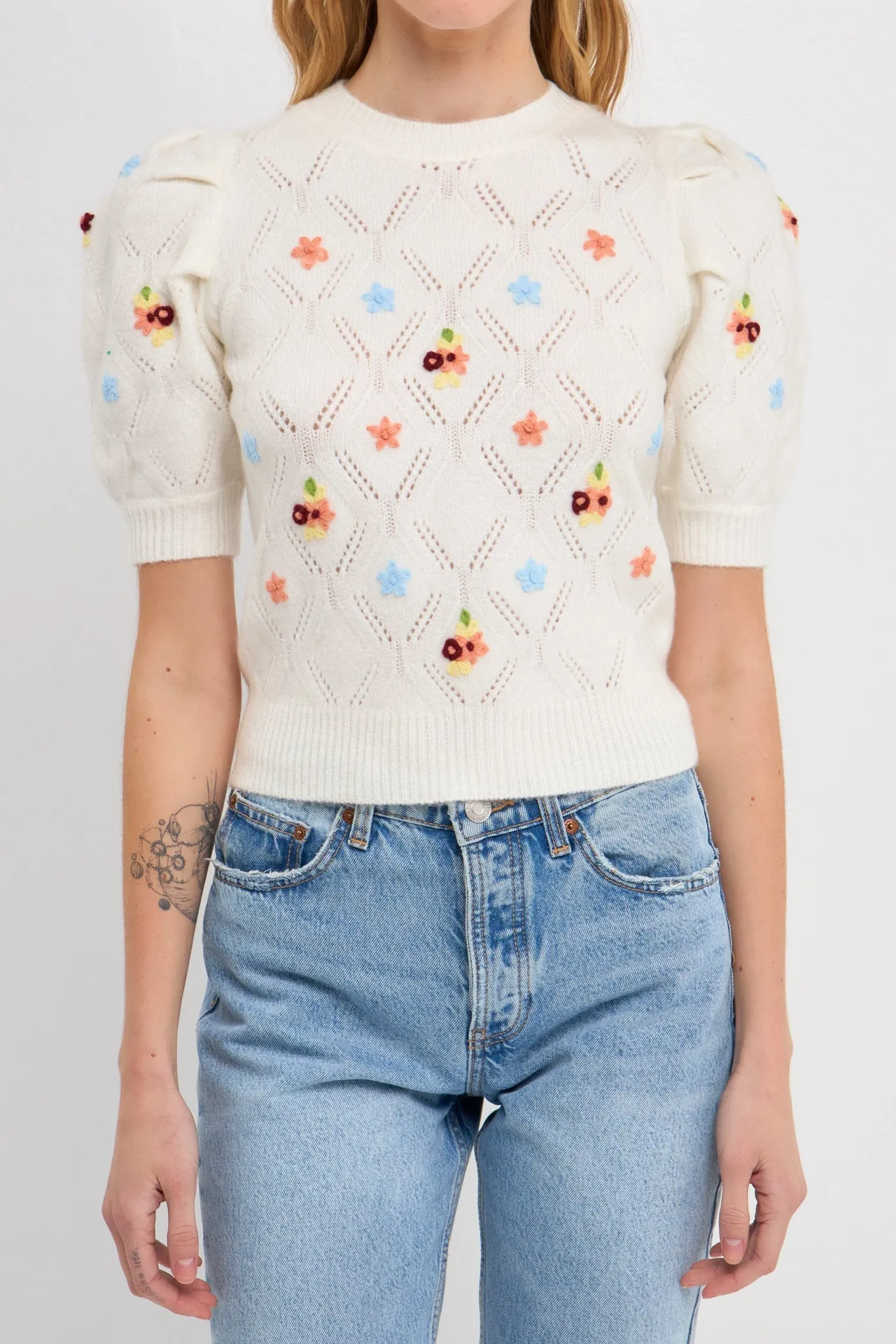 Handmade Floral Embroidery Sweater