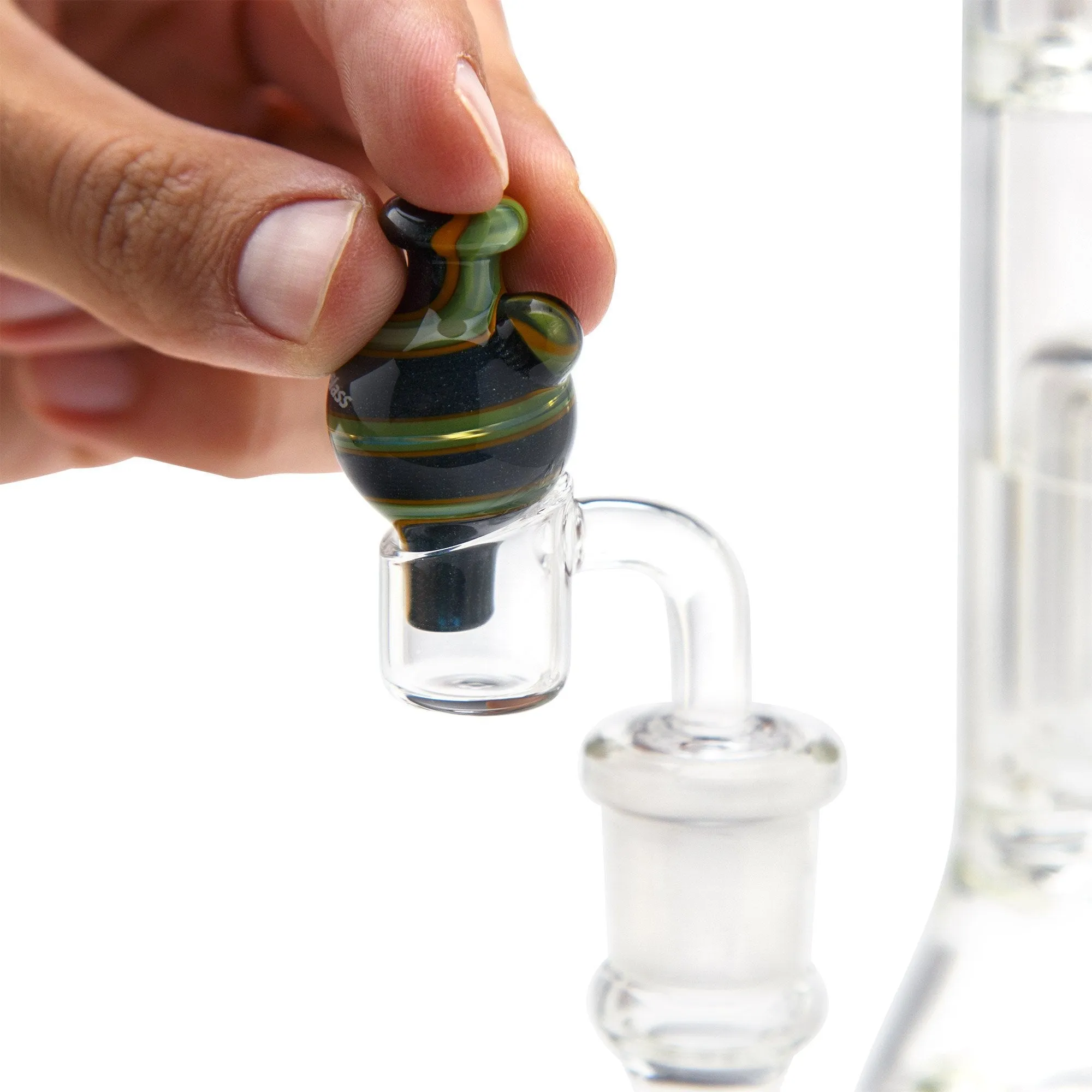 Home Blown Glass Bubble Carb Cap - Fire Swirl