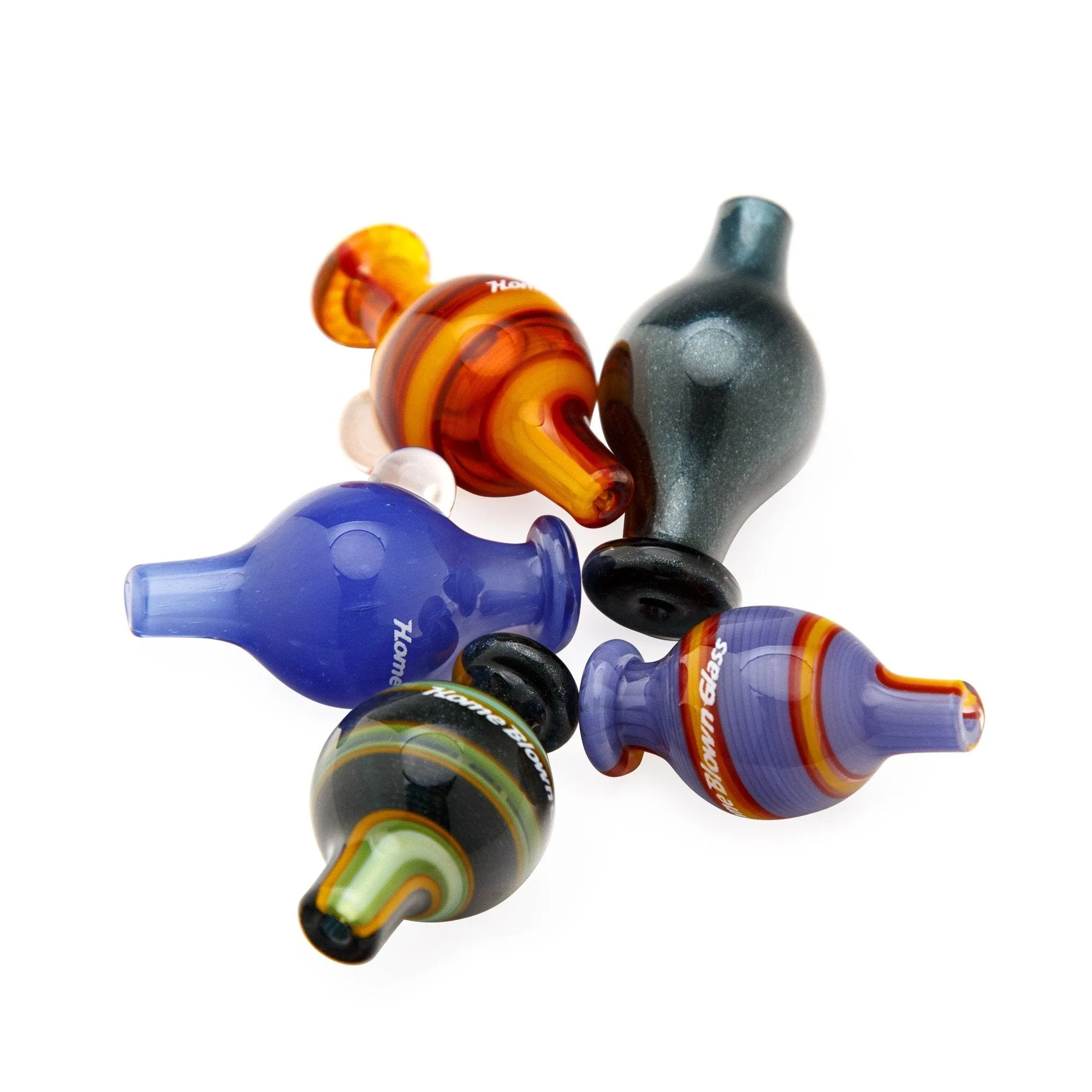 Home Blown Glass Bubble Carb Cap - Fire Swirl