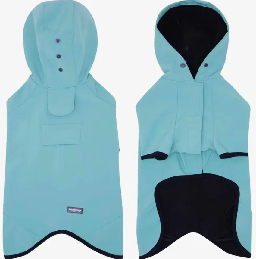 Hooded Softshell Waterproof Jacket in Blue Turquoise