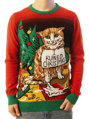 I Ruined Christmas Cat Shaming Ugly Christmas Sweater - Xmas Gifts For Him Or Her