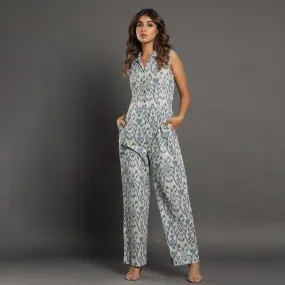 Ikat on White Jumpsuit