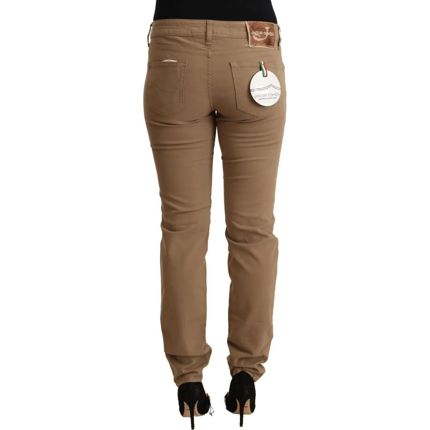 Jacob Cohen Elegant Brown Mid Waist Skinny Pants