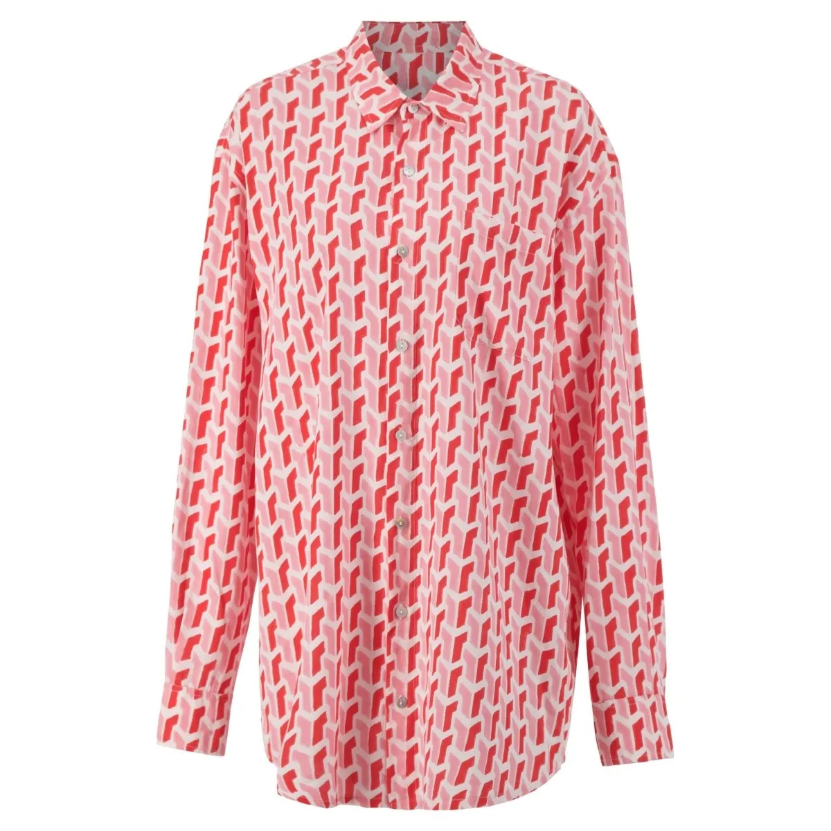 Kate Austin Designs Claude Shirt (Pink and Red Chevron)