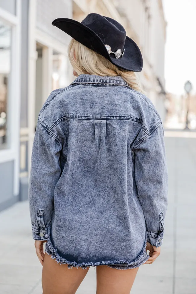 Keep On Moving Black Acid Wash Denim Shacket FINAL SALE