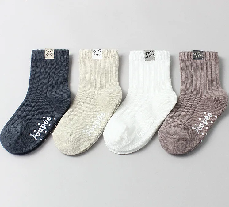 Kids  Cotton  Crew Socks Set -Label