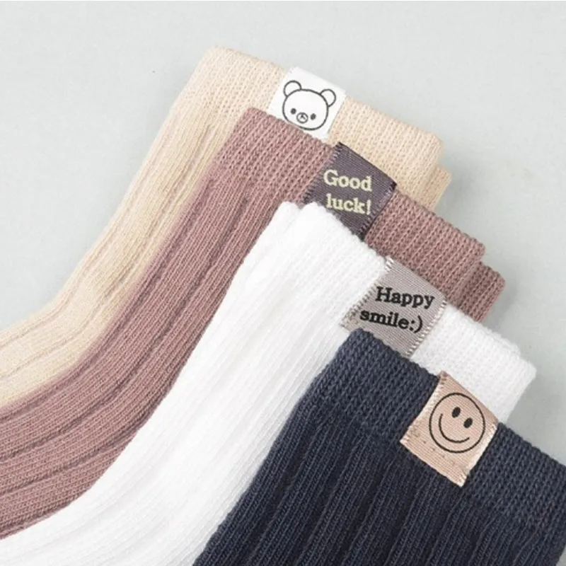 Kids  Cotton  Crew Socks Set -Label