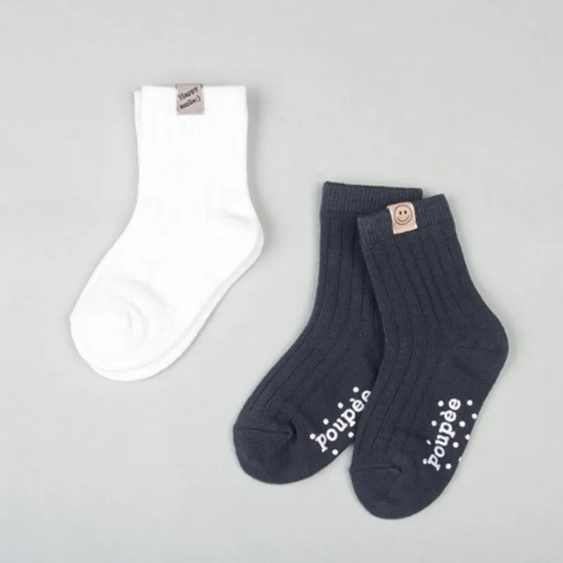 Kids  Cotton  Crew Socks Set -Label