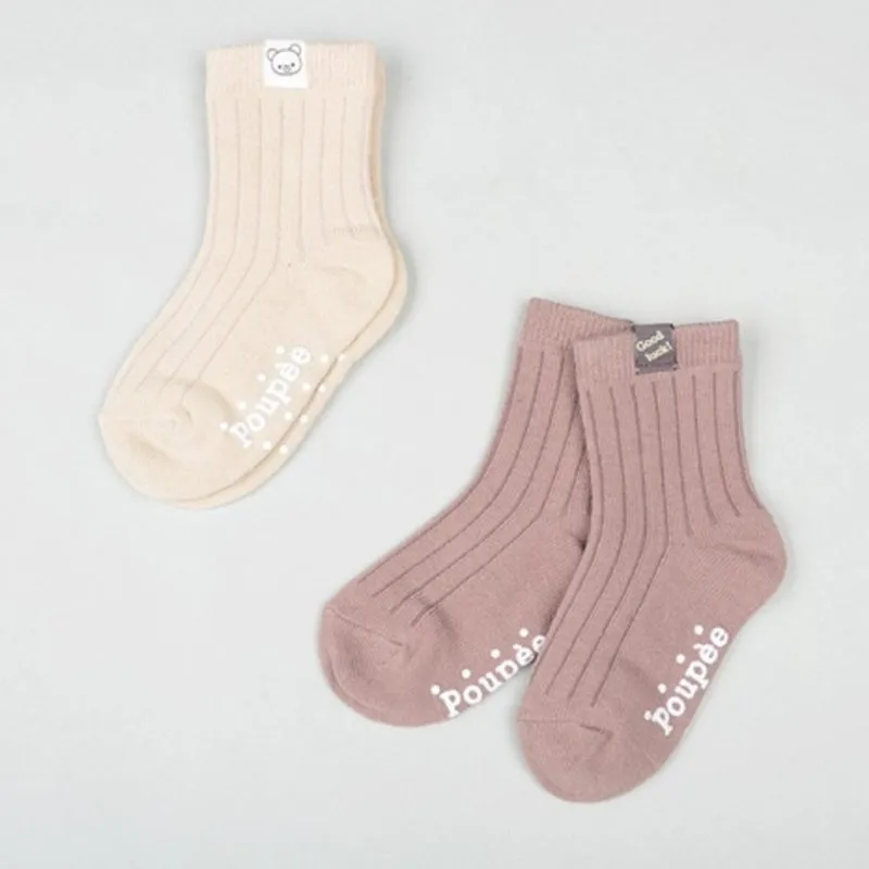 Kids  Cotton  Crew Socks Set -Label