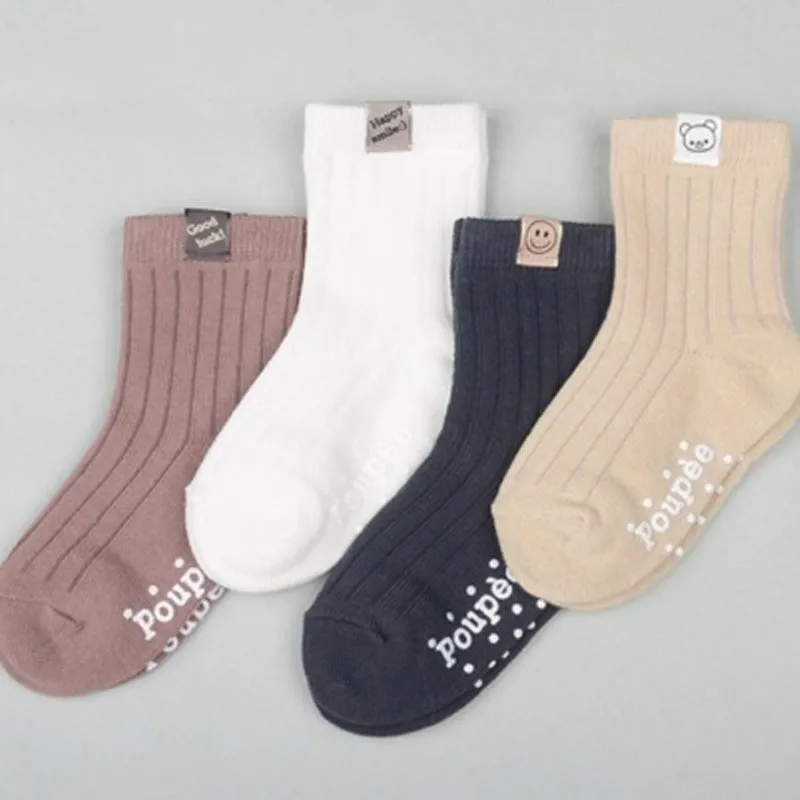 Kids  Cotton  Crew Socks Set -Label