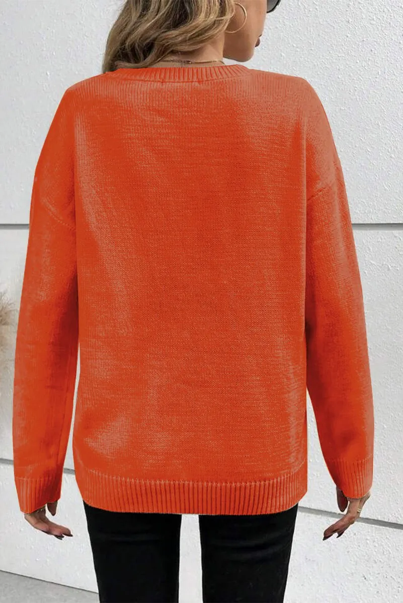 Knitted Orange Spice "Boo" Sweater