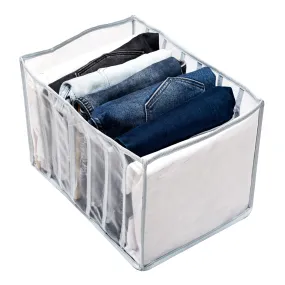 Kuber Industries Wardrobe Cloth Organizer | PVC .40mm Drawer Organizer | 7 Grids Foldable | Clear Transparent for T-shirts | Trousers | Socks | Gray