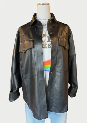 Leather Shirt Jacket