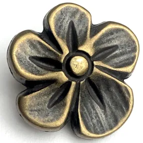 Lemon Flower Blossom, Antique Brass 3/4" Shank Back Metal Button 20mm  #FJ-46