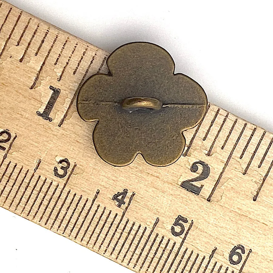 Lemon Flower Blossom, Antique Brass 3/4" Shank Back Metal Button 20mm  #FJ-46