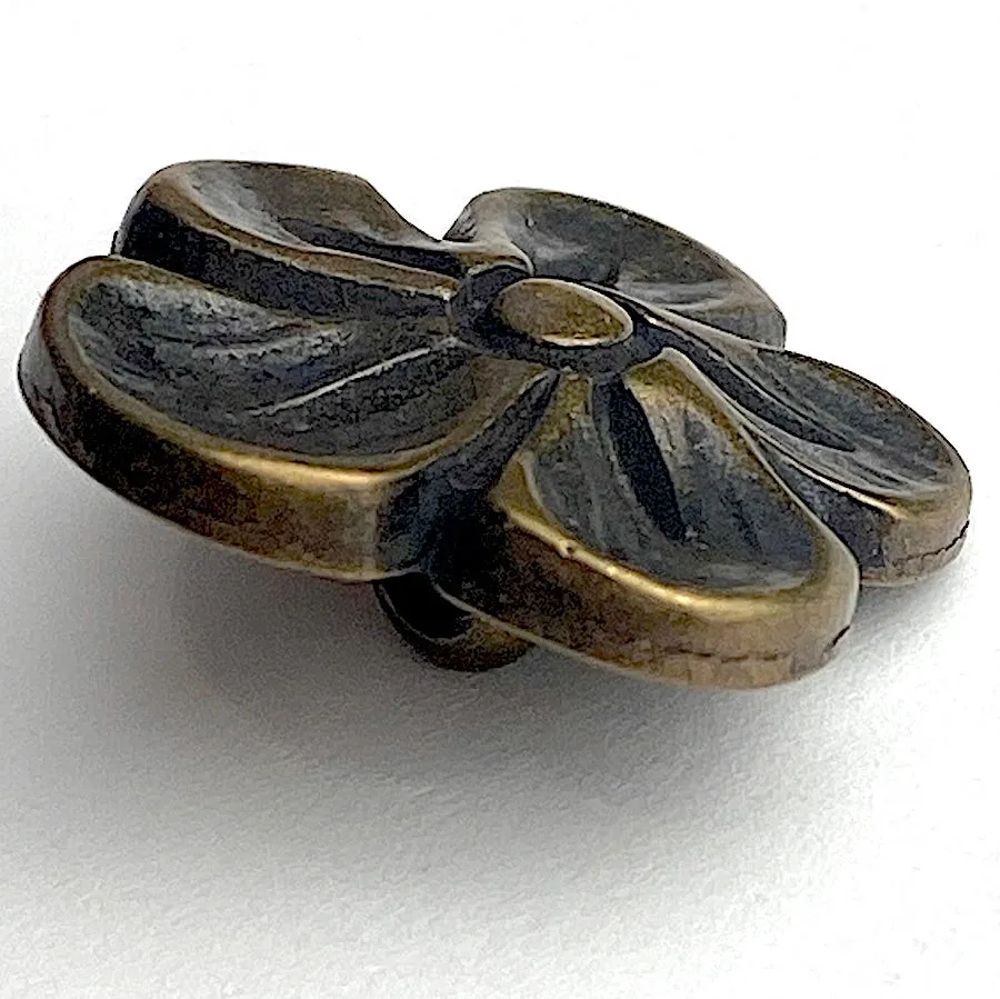 Lemon Flower Blossom, Antique Brass 3/4" Shank Back Metal Button 20mm  #FJ-46