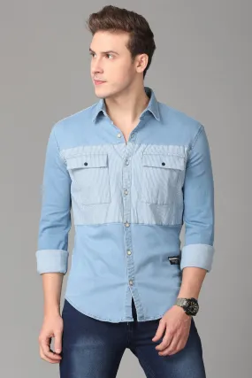 Light Blue and white Denim Shirt