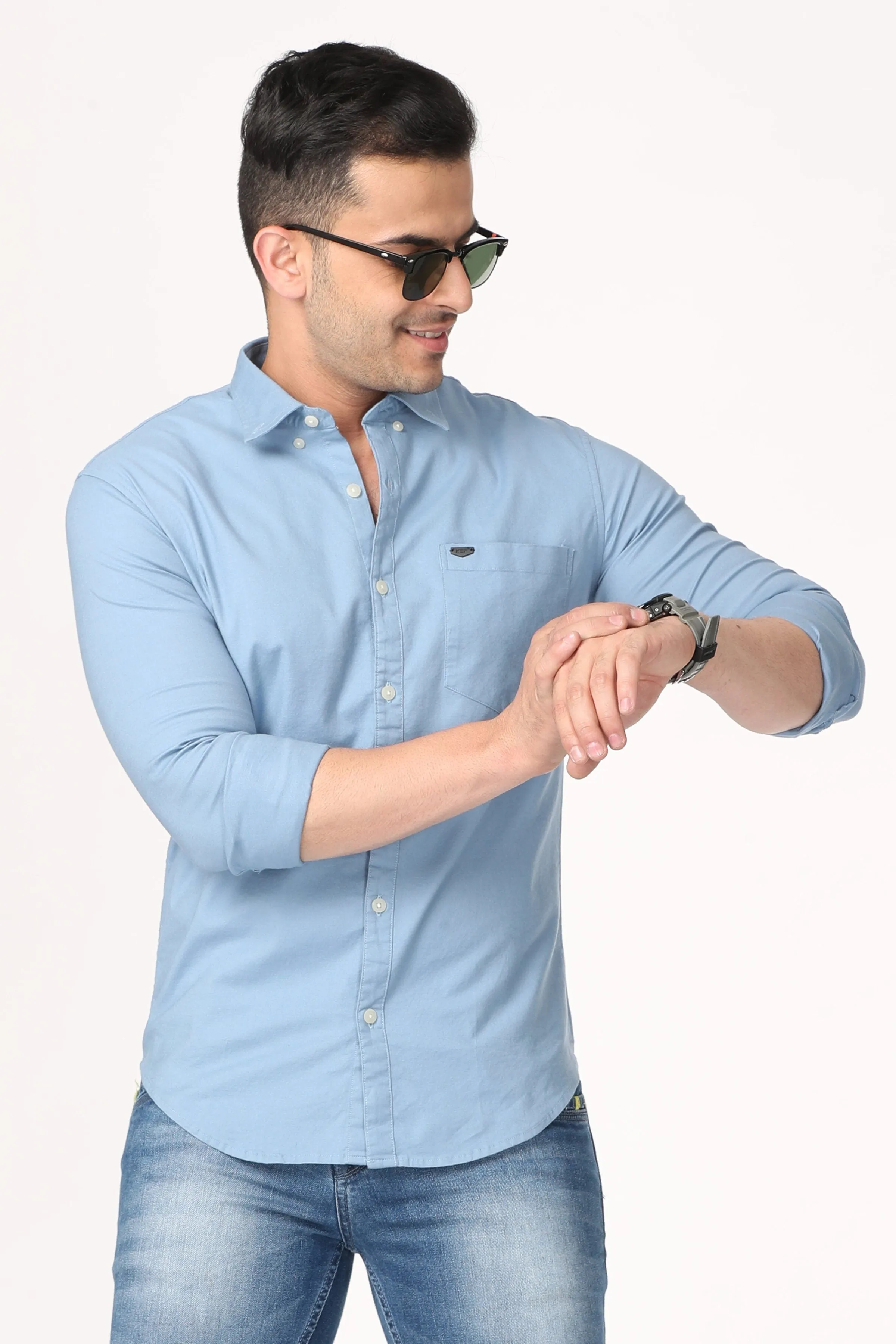 Light Blue Plain Full Sleeve Shirt