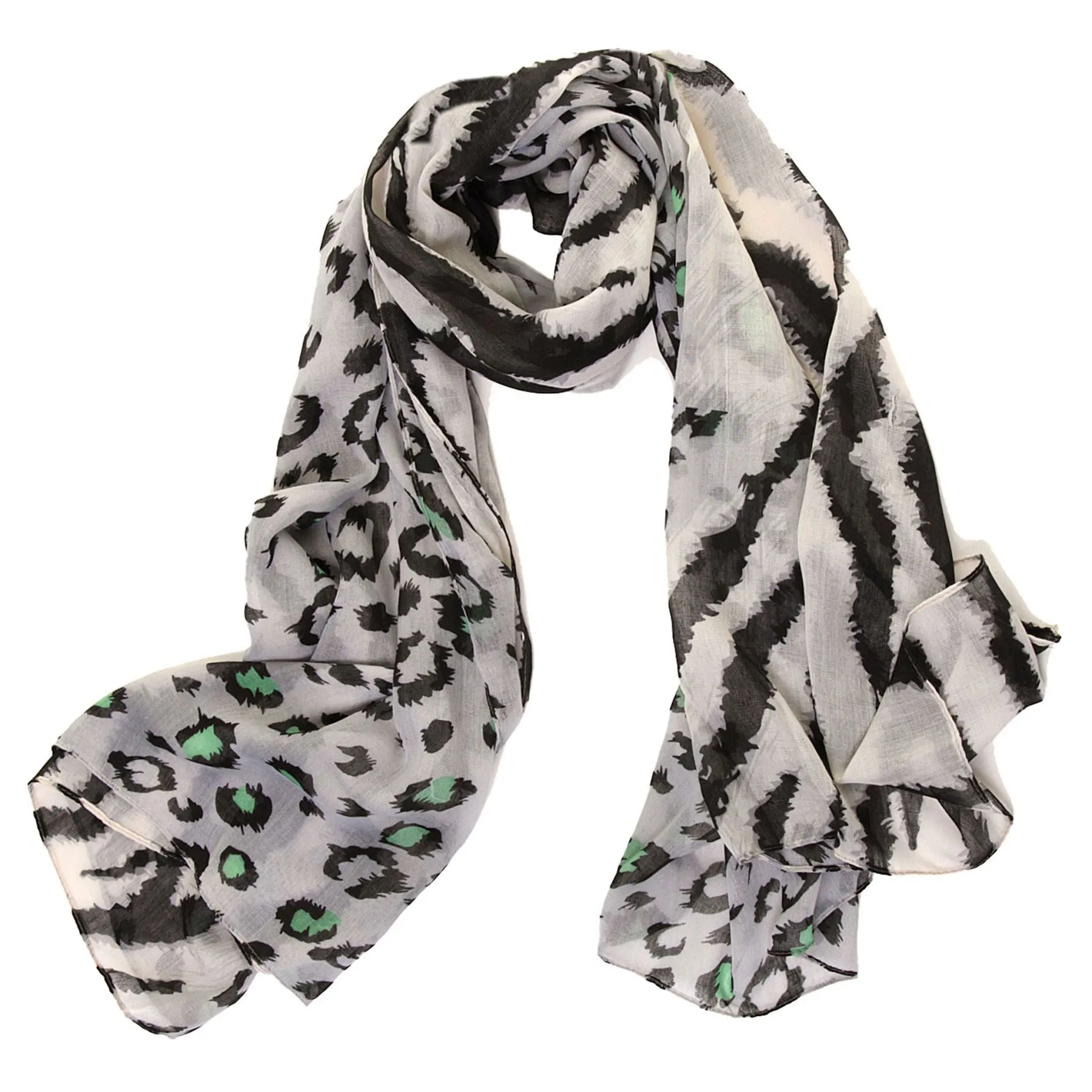 Lightweight Animal Print Scarf Shawl Wrap - Green