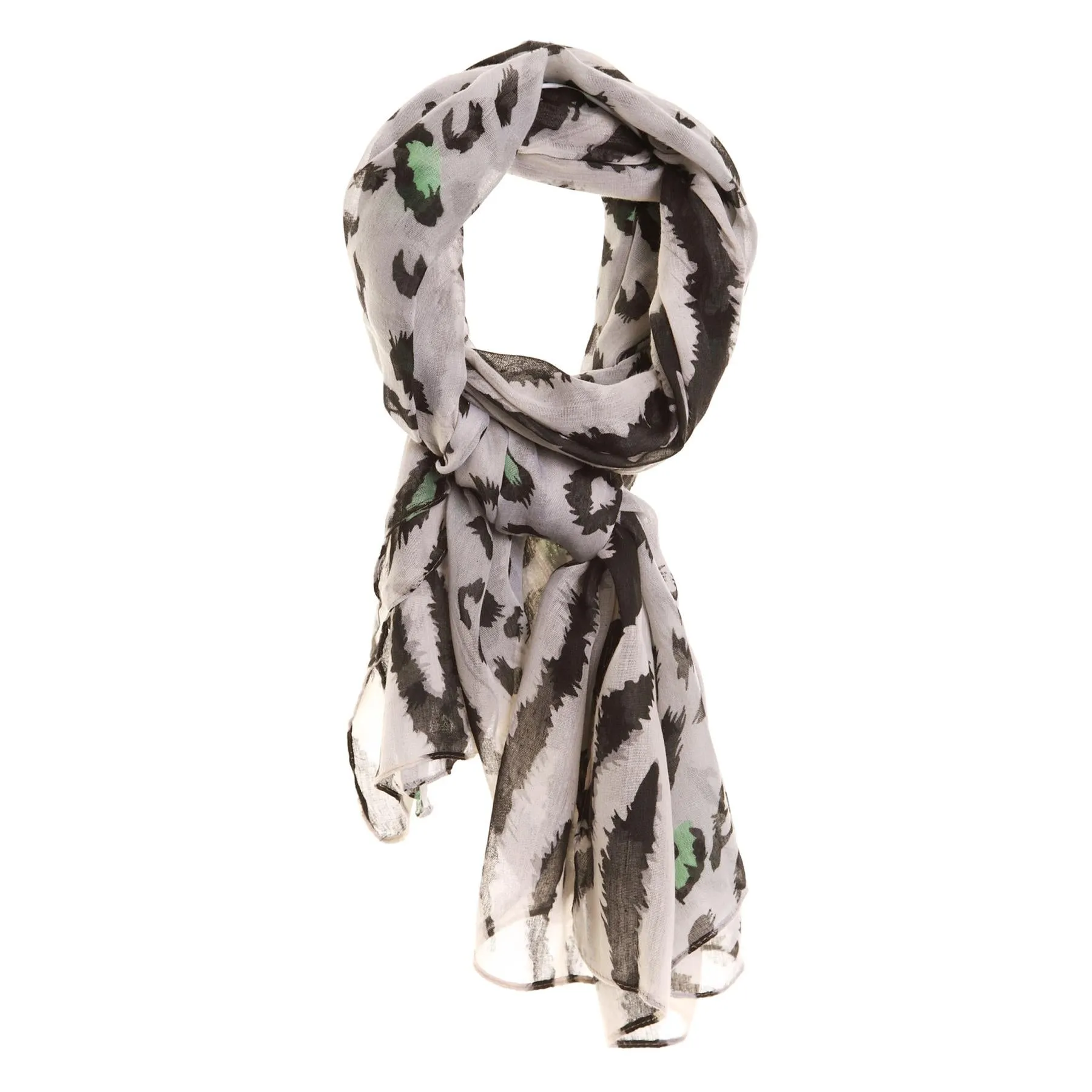 Lightweight Animal Print Scarf Shawl Wrap - Green