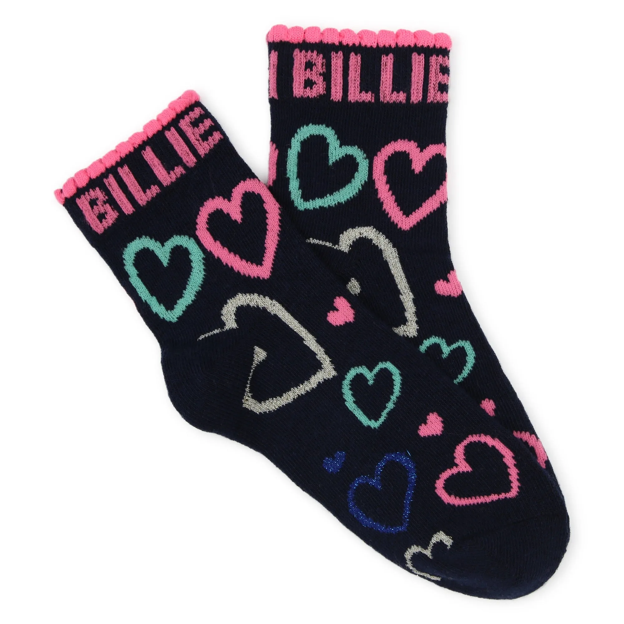 Lilac 2pk Logo and Hearts Socks