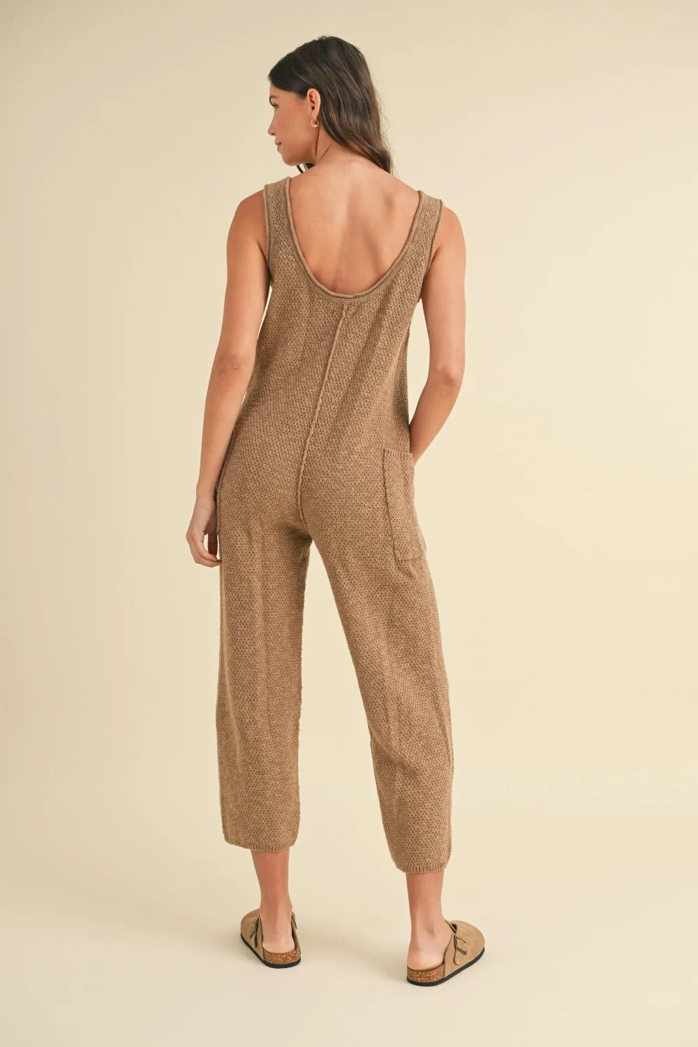 MABLE Sleeveless Knit Crop Jumpsuit with Pockets