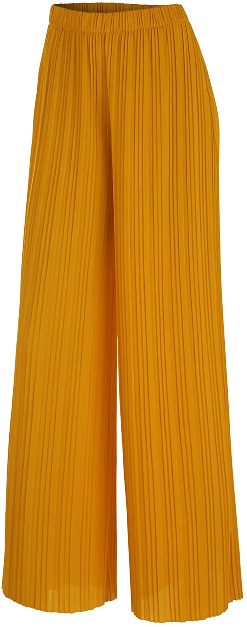 Made By Johnny Women's Premium Pleated Maxi Wide Leg Palazzo Pants Gaucho- High Waist with Drawstring