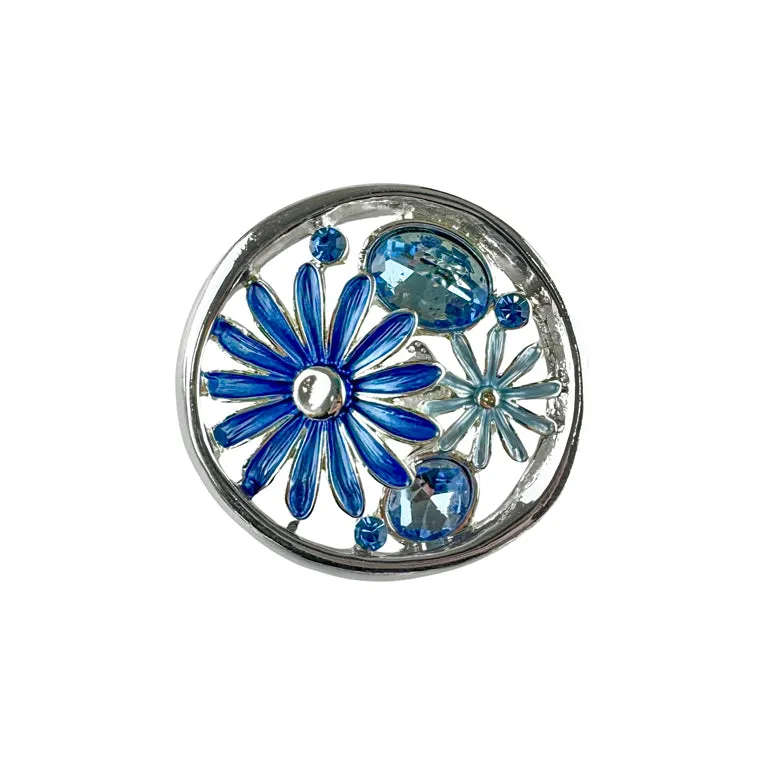 Magnetic Brooch - Blue Blossom Circle