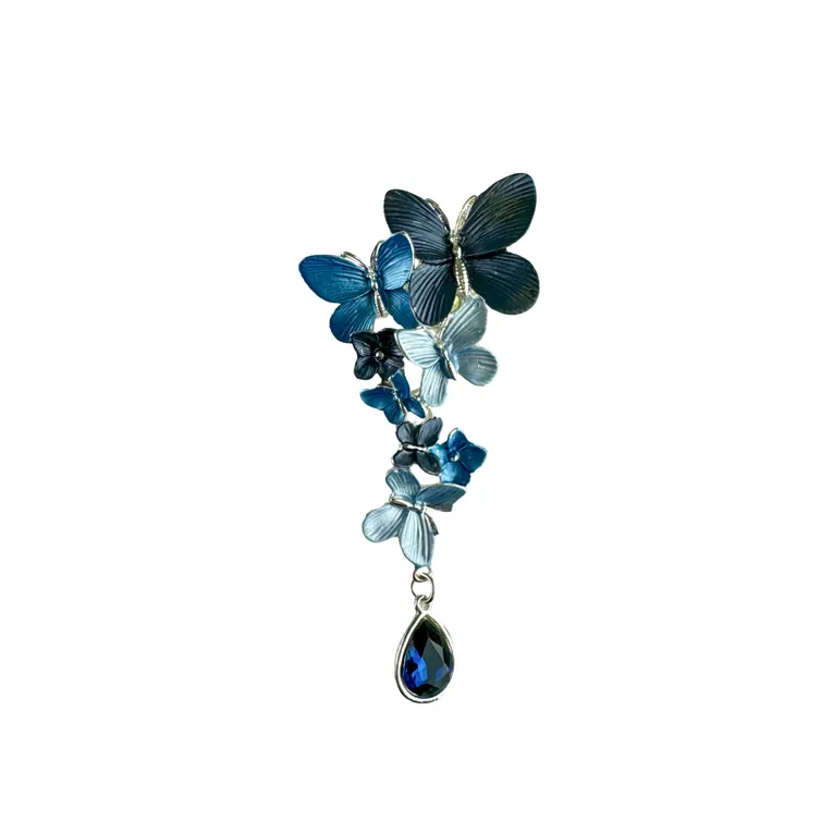 Magnetic Brooch - Blue Butterfly Pendant