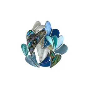 Magnetic Brooch - Blue Heart Cluster