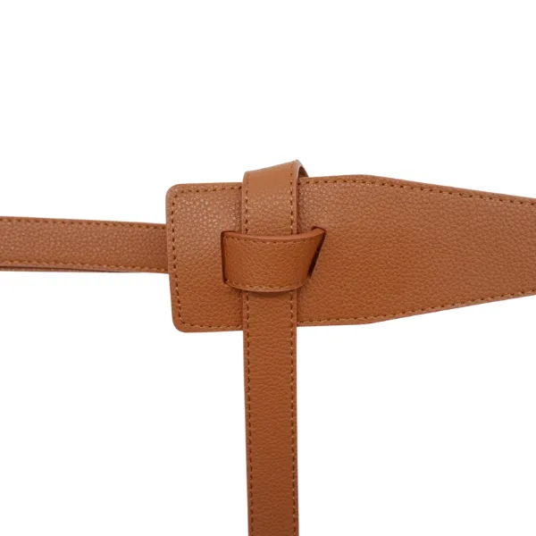 MARINA - Women's Tan Genuine Leather Knot Waist Belt