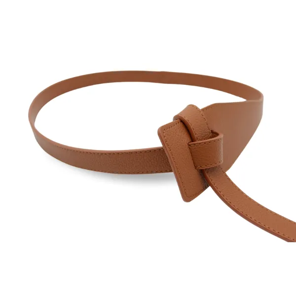 MARINA - Women's Tan Genuine Leather Knot Waist Belt