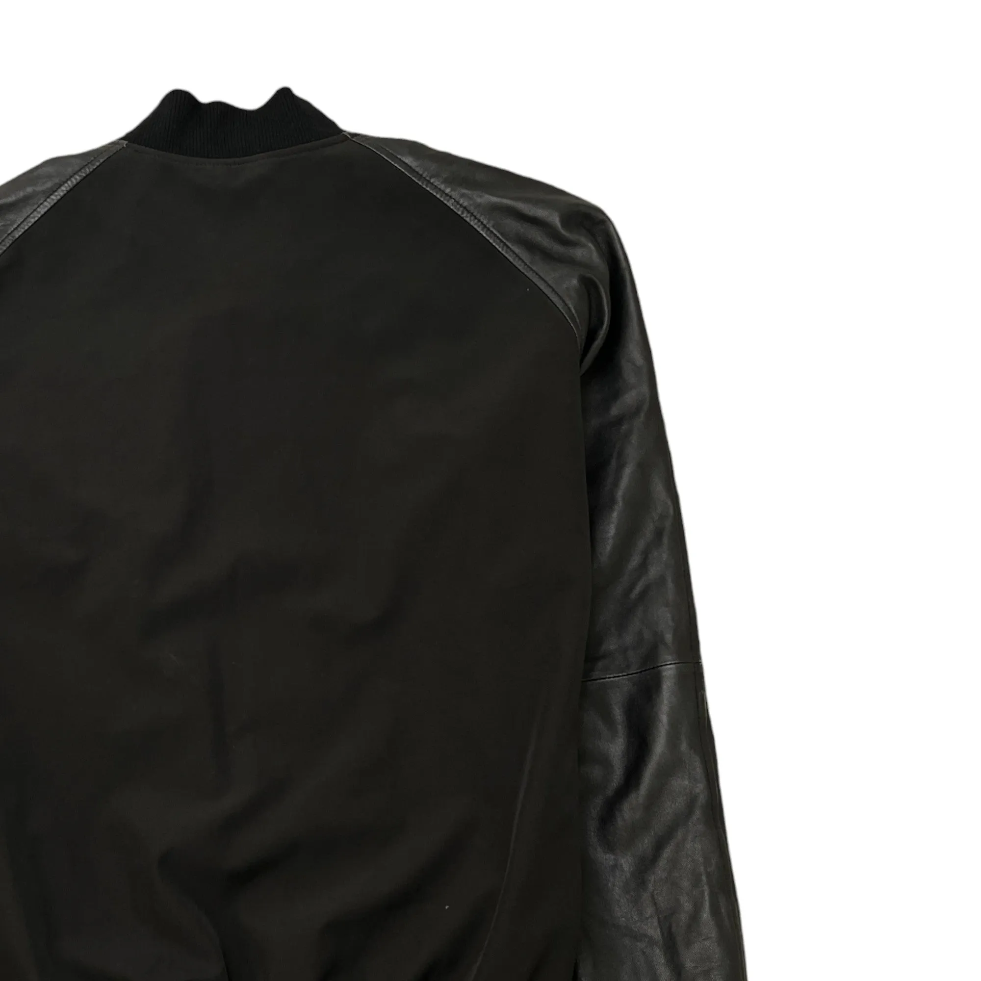 Men's 3Q Leather Bomber Jacket Black Size L