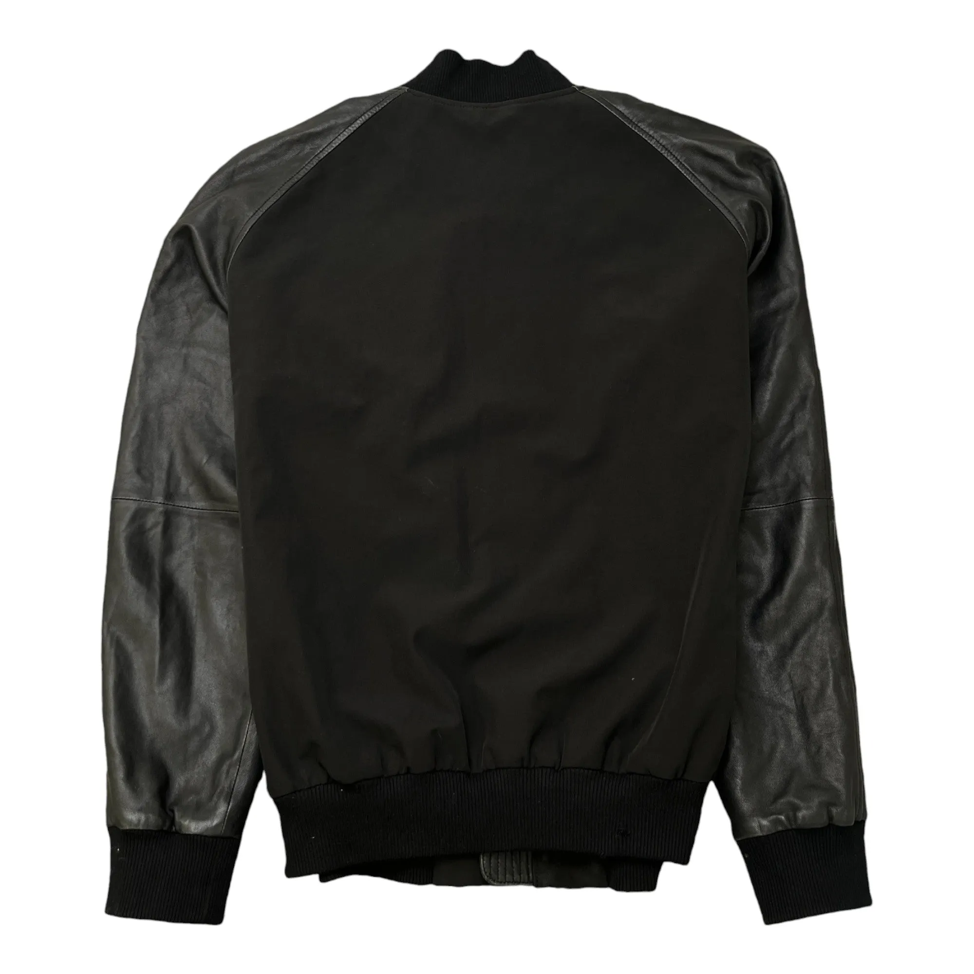 Men's 3Q Leather Bomber Jacket Black Size L