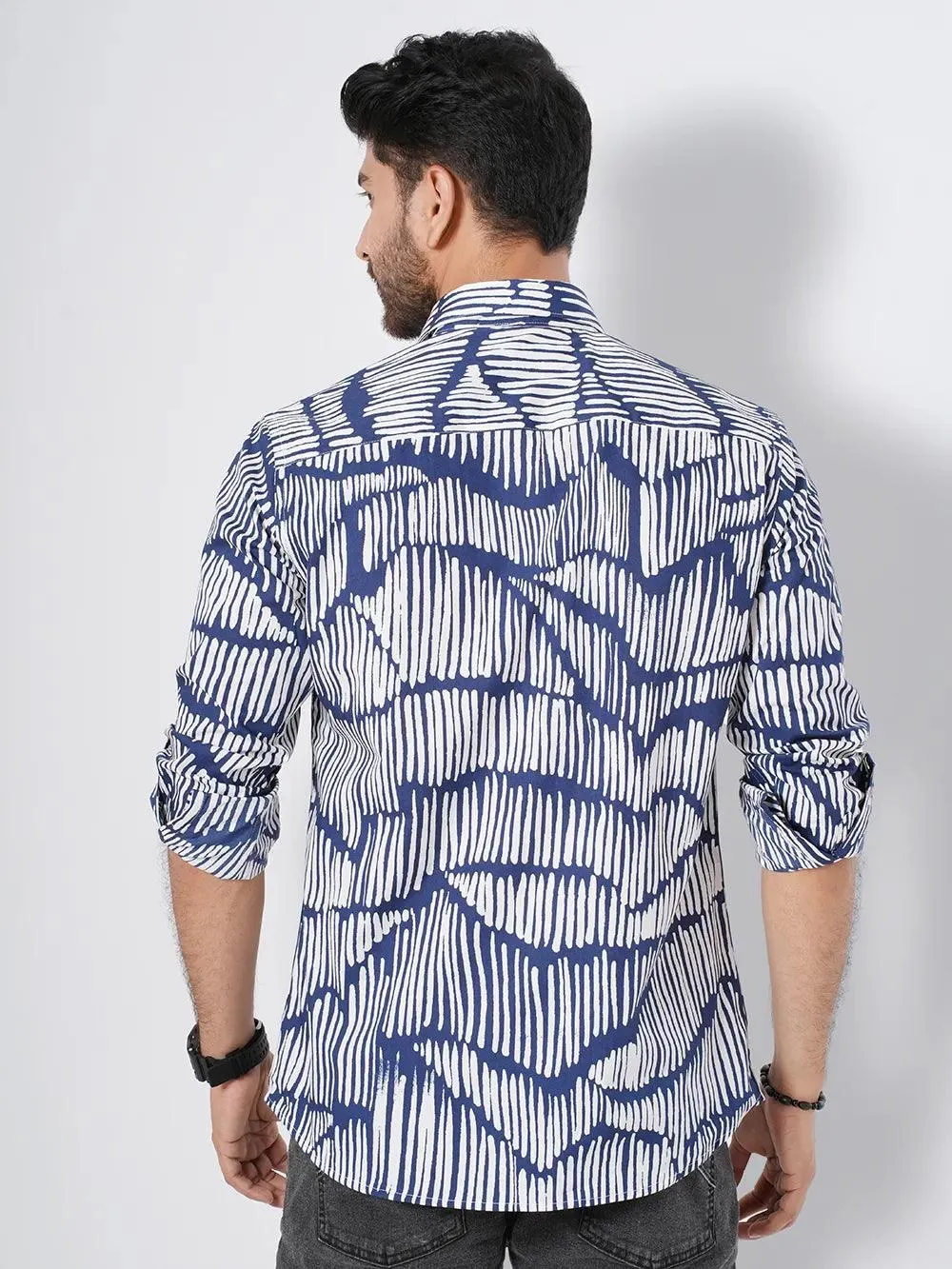 Men's Abstract Line Full Sleeve Shirt